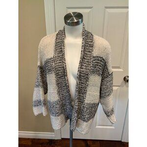 Vince White/Gray Striped Heavyweight Knit Open Front Cardigan, Size XS/S